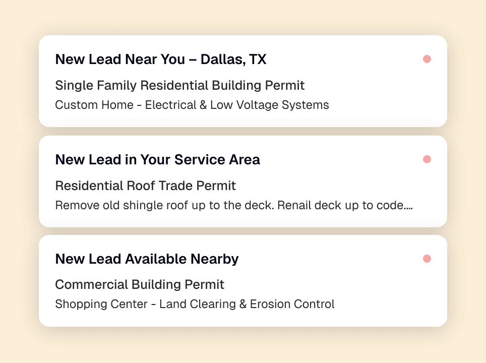 Example new lead alerts