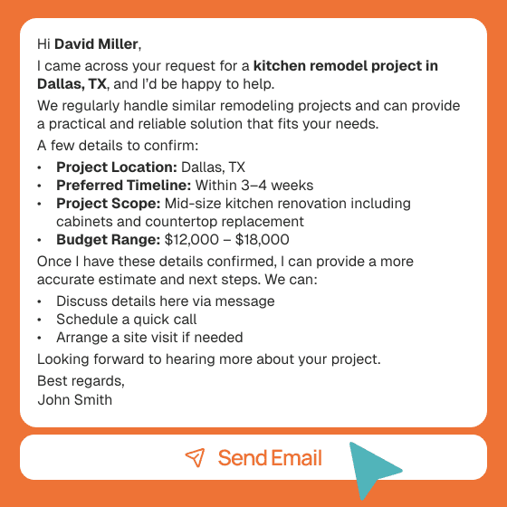 Example outreach message generated from an unlocked opportunity